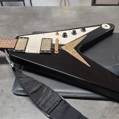 2003 Epiphone Flying V Korina MIK Korean Gibson Logo Ebony Black Guitar image 5