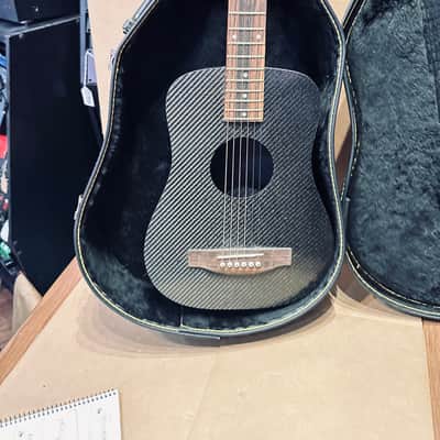 KLOS Carbon Fiber Travel Acoustic Guitar w/ Padded Case – Black – Used image 23