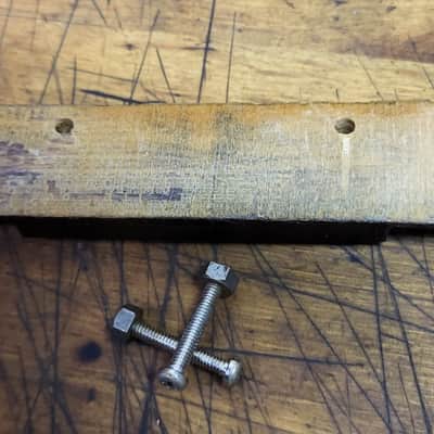 Vintage RARE 1966 Japan Checkmate Acoustic Guitar String Through Bridge Tailpiece Saddle with Original Installation Bolts Luthier Parts image 9