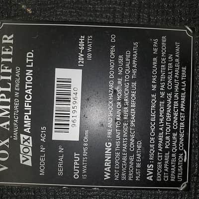 Vox Vox ac 15 Back Cover  Black Bild 3