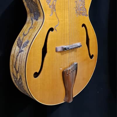 Blueberry Handmade Acoustic Archtop Guitar Grand Concert Size - Butterfly Motif image 1