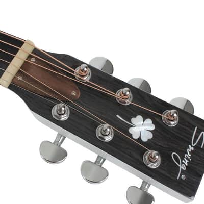 Swing Hybrid-White All Solid Electric Acoustic Slim Guitar Piezo Magnetic Pickup image 8