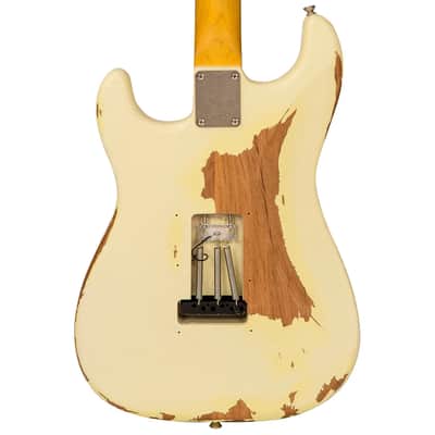 Vintage V6 Thomas Blug Signature Electric Guitar - Distressed Vintage White (V6MRTBG) image 4