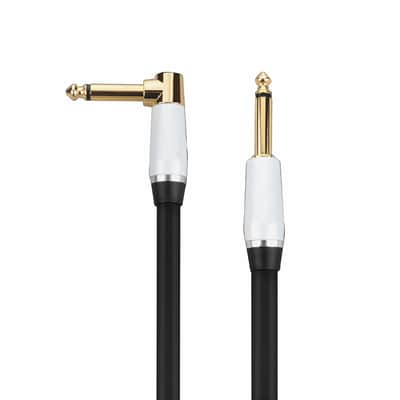 12 ft Right Angle to Straight Cable. 95% Copper Braided Electric Guitar Cable. Protective Jacket w/ 24k Gold Contacts image 1