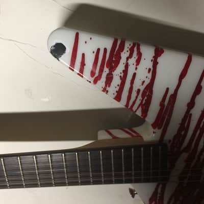 Jackson Custom Shop Star "Chris Holmes WASP" Tribute 2000's ? Blood Spatter On White / Matching Head image 9