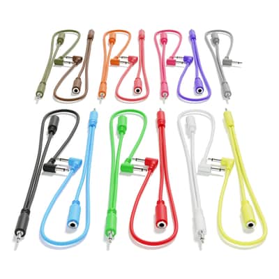 ExcelValley [13-Pack | 20 cm - 7.87"] Right Angle Hopscotch Mono Splitter Y Patch Cables TS 3.5mm 1/8" Eurorack Synth image 1