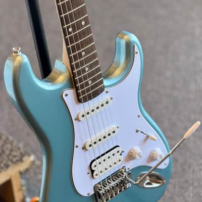 Squier by Fender Affinity Series Stratocaster Junior HSS Electric Guitar, Ice Blue Metallic image 2