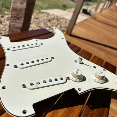 MJT Relic Strat Pickguard w Mojotone Premium Historic Wiring Harmess & Fender Vintage Style Pickups image 11