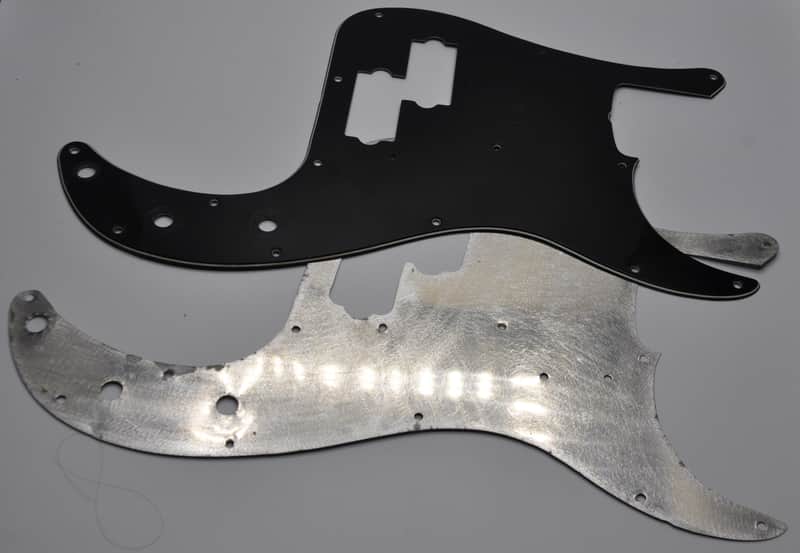 1970-1971-1972-1973-1974 Fender Precision Bass Pickguard BLACK with an Aluminum Shield image 1
