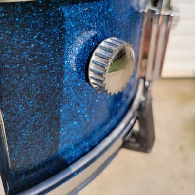 Vintage MIJ Tempro 14x5.5" Snare Drum - Blue Sparkle (168-24) image 5