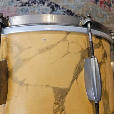 Slingerland 14x7" 3-ply Snare Drum in Yellow Marble Lacquer 1950s image 6