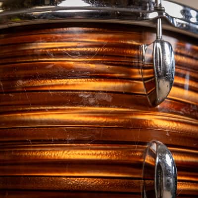 1970s Tempro Tiger Eye's Pearl Drum Set 14x20 8x12 and 16x16 image 6