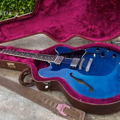 ♚Vintage♚RARE♚2002 Gibson ES-335 Dot Figured♚ BEALE STREET BLUE ♚AAA TIGER FLAME♚8.5LBS image 4