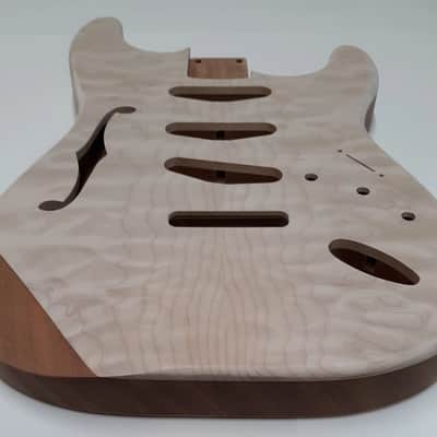 Shepard Custom Guitars Thinline Stratocaster Body Quilted Maple Top On 1pc Mahogany 2022 Unfinished image 6