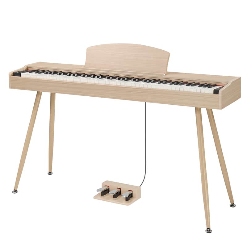 Ukscs 88 Key Standard Full Weighted Keyboards Digital Piano with Metal Stand, Power Adapter, Triple Pedals, Headphoneï¼Œfor All Experience Levels Natural Technology Wood image 1