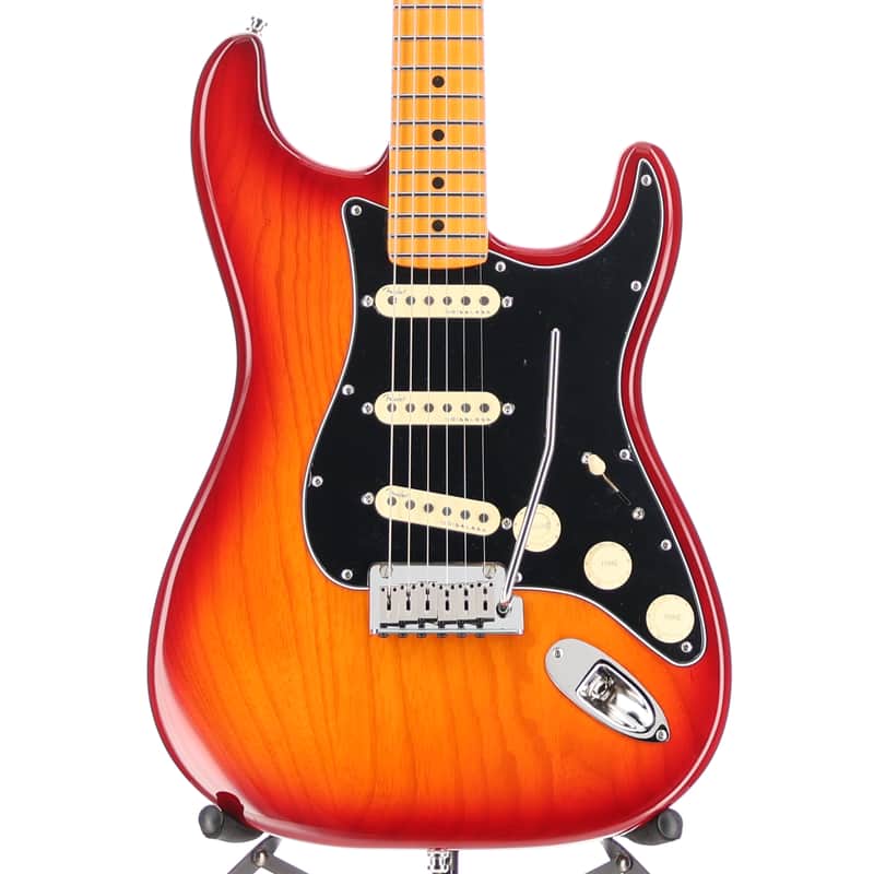 Fender Certified Pre-Owned American Ultra Luxe Stratocaster, Maple Fingerboard, Plasma Red Burst (J5) (03656) image 1