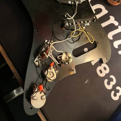 Fender Stratocaster SSS Pickguard W/Electronics & Two Alnico 5 Single Coils - Black image 4