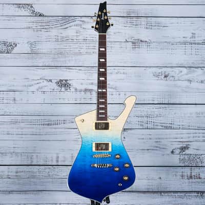 Ibanez IC420FM Iceman Electric Guitar w/Bag | Transparent Blue Gradation image 3