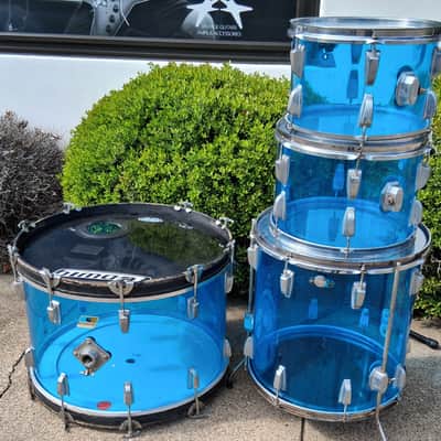 Ludwig  Vistalite 4 Piece Drum Kit Acrylic Shell Pack 1970 - Blue image 5