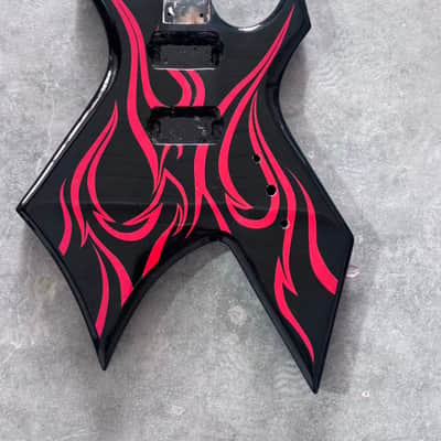 Black Warlock Style Guitar Body with Red Top image 1