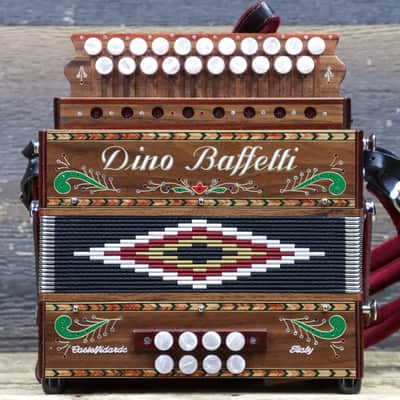 Dino Baffetti 85 LN Eight Bass Series 21-Button Walnut Diatonic Accordion w/Case image 1