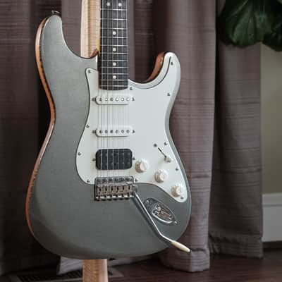 Custom Metallic Grey Strat Style HSS. Genuine Mahogany & Flame Maple Binding. image 4