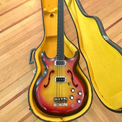 Hohner bartell Black widow fretless bass guitar c 1966 Sunburst original vintage image 8