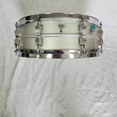 Ludwig No. 404 Acrolite 5x14" 8-Lug Aluminum Snare Drum with Pointed Blue/Olive Badge 1969 - 1979 - Matte Aluminum image 2