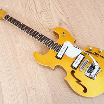 2005 Hallmark Stradette Semi-Hollowbody Electric Guitar Gold Sparkle Mosrite w/ohc image 12
