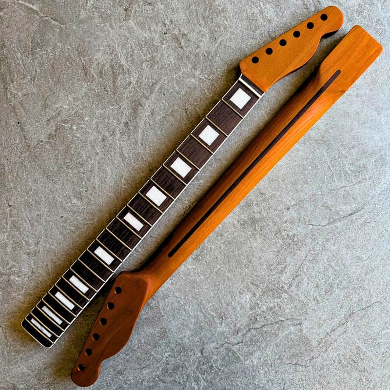 Tele Roasted Rosewood Fretboard Neck  21 Fret Pearl Block Inlays Satin Finish image 1