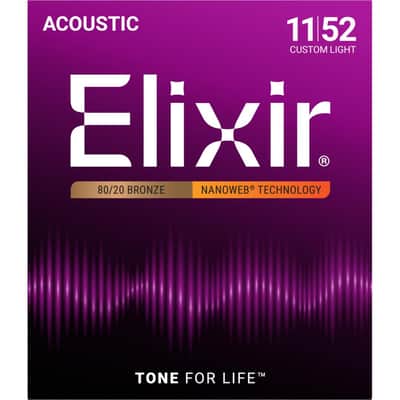 Elixir Strings 80/20 Bronze Saiten Nanoweb Custom Light (.011-.052) image 2