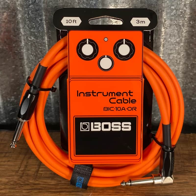 Boss BIC-10A-OR 10' / 3m Right Angle to Straight 1/4" Guitar Instrument Cable ORANGE image 1