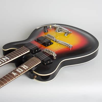 Mosrite  Doubleneck Owned and played by Roy Nichols, Arch Top Hollow Body Electric Guitar,  c. 1959, brown hard shell case. image 7