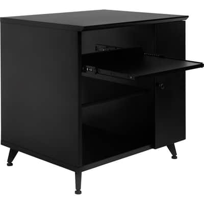 Gator Elite Furniture Series Rolling Rack Sidecar Cabinet in Black Finish with Configurable Rack Space & Shelving image 3