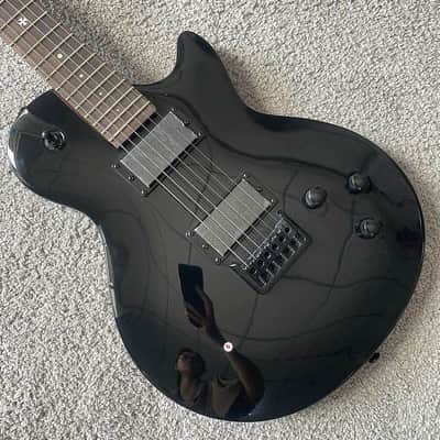 LAG Black Single Cut Electric Guitar, Mahogany Body and Neck, Rosewood Fingerboard, HH Closed Humbucker Pickups image 1