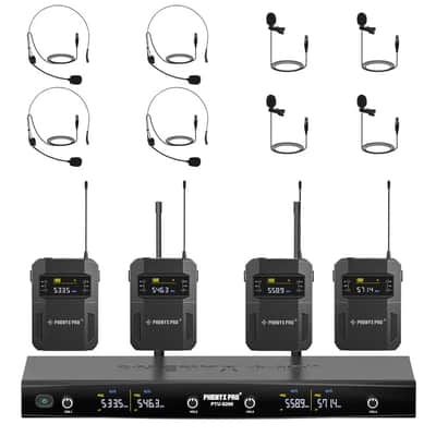 Phenyx Pro PTU-5200-4B Quad Wireless Microphone System With Frequency Hopping image 1