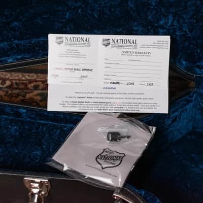 National Style 1 Baritone Tricone Resonator, Slimline Pickup - Antique Brass with Hardshell Case image 15