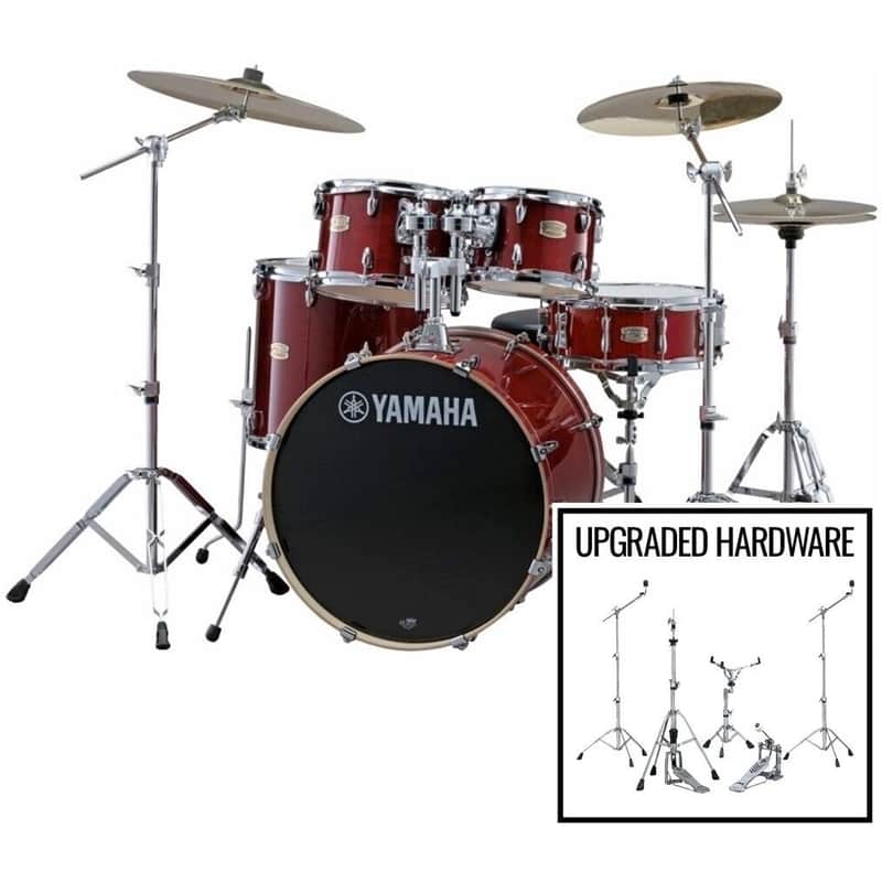 Yamaha SBP2F50 Stage Custom Drum Shell Kit, 5-Piece, Cranberry Red, with Hardware Pack image 1