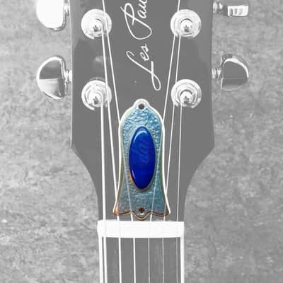Les Paul Replacement truss rod cover - Sterling silver and Lapis Lazuli image 2