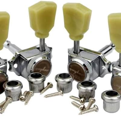 3x3 Vintage Style Locking Guitar Machine Heads – 1:15 Ratio Lock String Deluxe Tuning Key Pegs Tuners Set Replacement for Electric, Acoustic or Folk Guitars - Chrome image 1