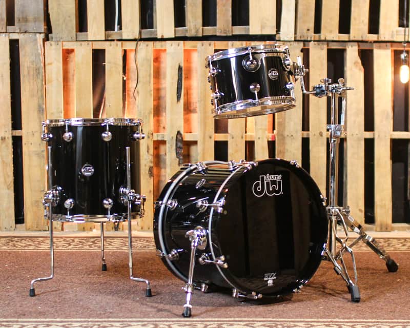 DW Performance Piano Black Lacquer Bop Drum Set - 14x18, 8x12, 14x14 image 1