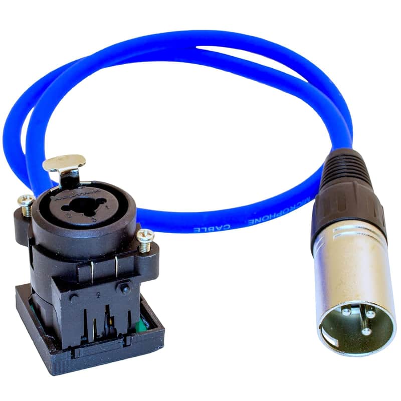 2Ft Pigtail: Trs/Xlr Male Panel Mount To Xlr Male Plug (Blue) image 1