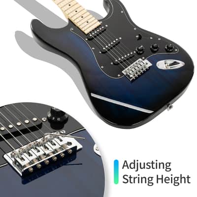 Glarry GST Electric Guitar Blue w/ 20W Amplifier image 9