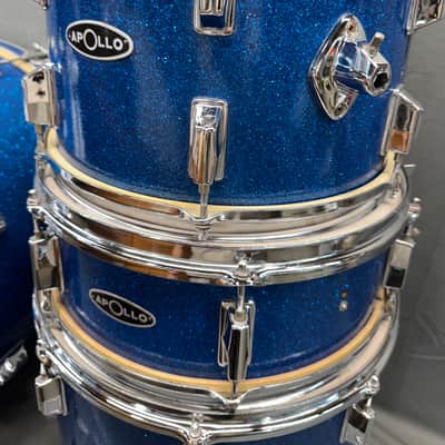 Vintage Apollo 1960s-1970s Drum Kit 5pc Set Import Blue Sparkle Toms Snare Kick image 7