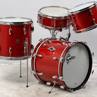 Gretsch 18/12/14/5x14" 60's Round Badge Drum Set - Rewrapped by Lee Ruff Tangerine Sparkle image 5