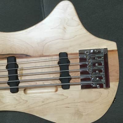 Custom built fretless, carved 5 string bass guitar Fretless 5 string 2020 Natural pure non toxic Tung oil,  8 applications image 11