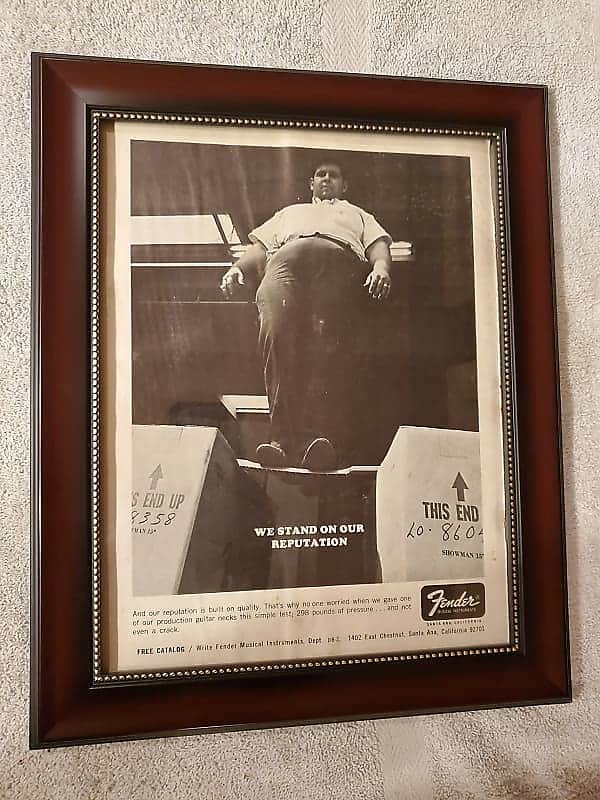 1967 Fender Guitars Promotional Ad Framed Fender Guitar Necks Original image 1