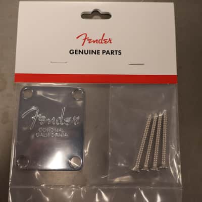 Fender 4-Bolt American Series Bass Neck Plate with "Fender Corona" Stamp (Chrome) image 1