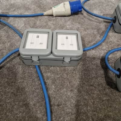 Blue CEE Industrial Plug to 5× Dual UK Socket Distribution Lead - Rugged Industrial Design - Good image 6