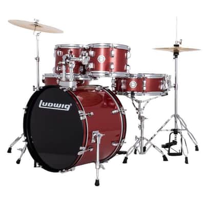 Ludwig Accent Fuse LC19014 20/10/12/14/14S Complete Drumset Red Sparkle image 2